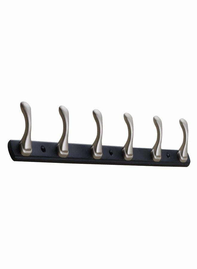 FERIO Zinc 6 Pin Hook Cloth Hanger Door Wall Hooks Rail for Hanging Clothes, Bathroom Cloth Hooks Hanger Door Wall Bedroom Bathroom Robe Hook (Pack of 1, Silver and Black) - Image 3
